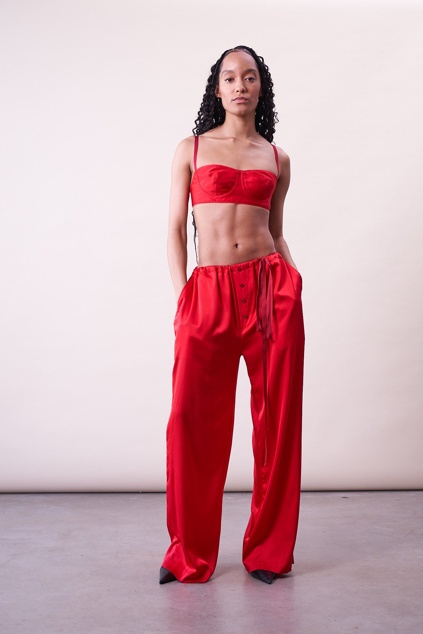 FREDERICK TROUSER IN RED SILK