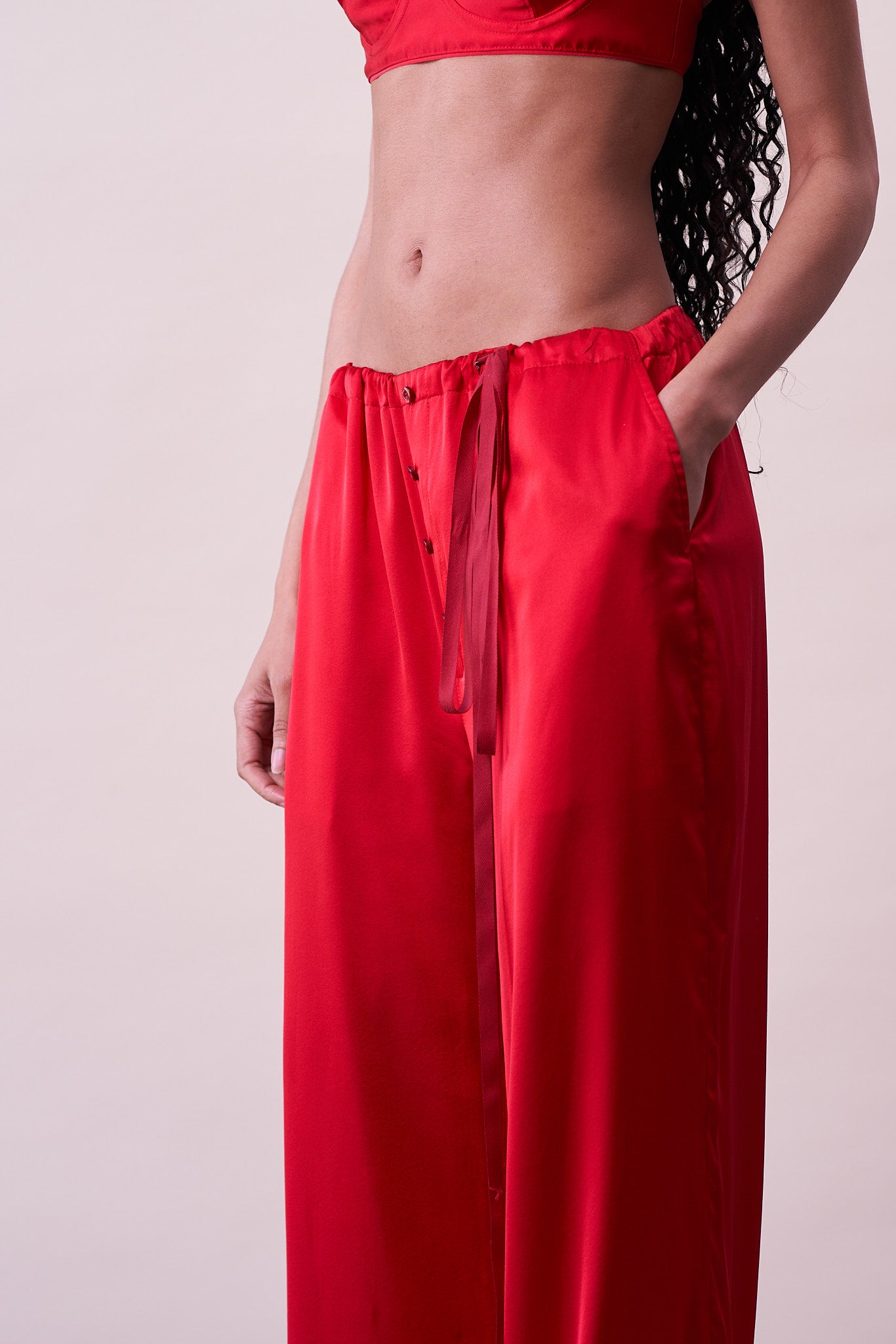 FREDERICK TROUSER IN RED SILK